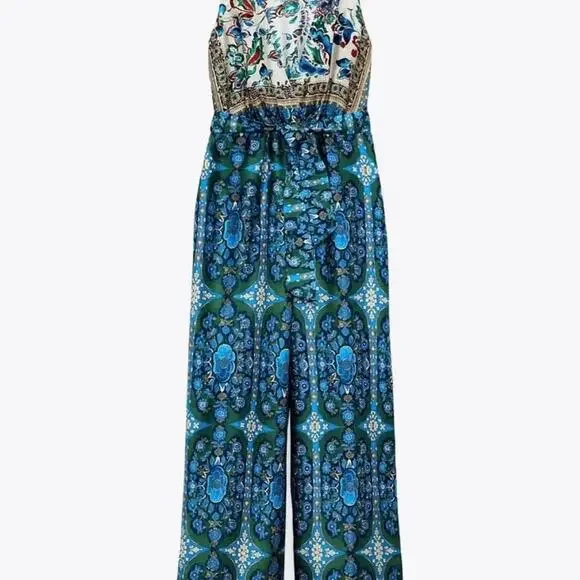 ZARA Floral Print belted jumpsuit - Picture 9 of 10